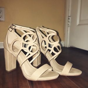Beige Open Toed Heels